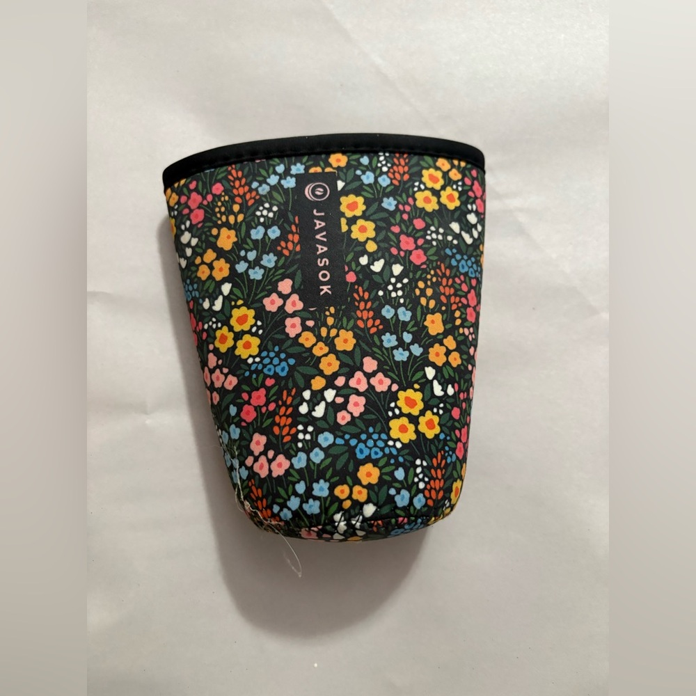 Java Sok Medium Floral Neoprene Cup Holder - Black Multi